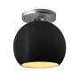 Justice Design Group Radiance 10" Wide LED Semi-Flush Globe Ceiling Fixture with a Ceramic Carbon Matte Black and Champagne Gold Shade Brushed Nickel