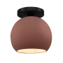 Justice Design Group Radiance 10" Wide LED Semi-Flush Globe Ceiling Fixture with a Ceramic Canyon Clay Shade Matte Black