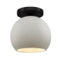 Justice Design Group Radiance 10" Wide Semi-Flush Globe Ceiling Fixture with a Ceramic Matte White Shade Matte Black
