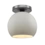 Justice Design Group Radiance 10" Wide Semi-Flush Globe Ceiling Fixture with a Ceramic Matte White Shade Brushed Nickel