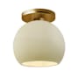 Justice Design Group Radiance 10" Wide Semi-Flush Globe Ceiling Fixture with a Ceramic Vanilla Gloss Shade Polished Brass