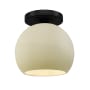 Justice Design Group Radiance 10" Wide LED Semi-Flush Globe Ceiling Fixture with a Ceramic Vanilla Gloss Shade Matte Black