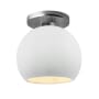 Justice Design Group Radiance 10" Wide Semi-Flush Globe Ceiling Fixture with a Ceramic Gloss White Shade Brushed Nickel