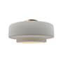 Justice Design Group Radiance 15" Wide Semi-Flush Ceiling Fixture with a Ceramic Bisque Shade Polished Brass
