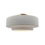 Justice Design Group Radiance 15" Wide LED Semi-Flush Ceiling Fixture with a Ceramic Bisque Shade Polished Brass