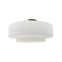 Justice Design Group Radiance 15" Wide LED Semi-Flush Ceiling Fixture with a Ceramic Gloss White Shade Polished Brass