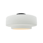 Justice Design Group Radiance 15" Wide LED Semi-Flush Ceiling Fixture with a Ceramic Gloss White Shade Matte Black
