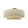 Justice Design Group Radiance 17" Wide Semi-Flush Ceiling Fixture with a Ceramic Vanilla Gloss Shade Polished Brass