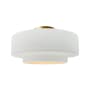 Justice Design Group Radiance 17" Wide LED Semi-Flush Ceiling Fixture with a Ceramic Gloss White Shade Polished Brass