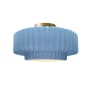 Justice Design Group Radiance 15" Wide LED Semi-Flush Ceiling Fixture with a Ceramic Sky Blue Shade Polished Brass