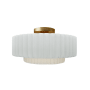 Justice Design Group Radiance 15" Wide LED Semi-Flush Ceiling Fixture with a Ceramic Gloss White Shade Polished Brass