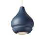 Justice Design Group Radiance 8" Wide LED Mini Pendant with Midnight Sky Ceramic Shade and White Cord Polished Chrome