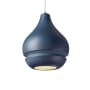 Justice Design Group Radiance 8" Wide LED Mini Pendant with Midnight Sky Ceramic Shade and White Cord Dark Bronze