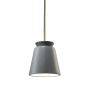Justice Design Group Radiance 8" Wide Mini Pendant with a Ceramic Pewter Green Shade Antique Brass