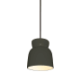 Justice Design Group Radiance 8" Wide Mini Pendant with a Ceramic Pewter Green Shade Brushed Nickel