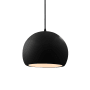 Justice Design Group Radiance 7" Wide LED Mini Pendant with a Ceramic Gloss Black and White Shade Matte Black