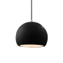 Justice Design Group Radiance 7" Wide LED Mini Pendant with a Ceramic Gloss Black and White Shade Brushed Nickel