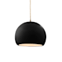 Justice Design Group Radiance 7" Wide Mini Pendant with Twisted Beige Cord and Black Gloss Shade Antique Brass / Gloss Black
