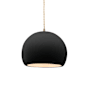 Justice Design Group Radiance 7" Wide LED Mini Pendant with Twisted Beige Cord and Carbon Matte Black Shade Antique Brass / Carbon Matte Black