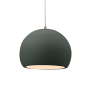 Justice Design Group Radiance 10" Wide LED Pendant with a Ceramic Pewter Green Shade Antique Brass