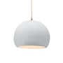 Justice Design Group Radiance 10" Wide LED Pendant with a Ceramic Gloss White Shade Antique Brass