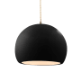 Justice Design Group Radiance 12" Wide LED Pendant with a Ceramic Gloss Black and White Shade Antique Brass