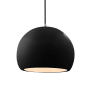 Justice Design Group Radiance 12" Wide Pendant with a Ceramic Gloss Black and White Shade Brushed Nickel