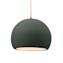 Justice Design Group Radiance 12" Wide Pendant with a Ceramic Pewter Green Shade Antique Brass