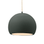 Justice Design Group Radiance 12" Wide Pendant with a Ceramic Pewter Green Shade Matte Black