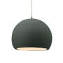 Justice Design Group Radiance 12" Wide Pendant with a Ceramic Pewter Green Shade Brushed Nickel