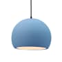 Justice Design Group Radiance 12" Wide LED Pendant with a Ceramic Sky Blue Shade Matte Black