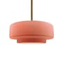 Justice Design Group Radiance 15" Wide LED Pendant with a Ceramic Gloss Blush Shade Polished Brass