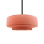 Justice Design Group Radiance 15" Wide LED Pendant with a Ceramic Gloss Blush Shade Matte Black