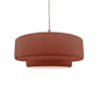 Justice Design Group Radiance 15" Wide Pendant with a Ceramic Canyon Clay Shade Polished Brass