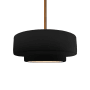 Justice Design Group Radiance 15" Wide Pendant with a Ceramic Carbon Matte Black Shade Polished Brass
