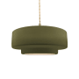 Justice Design Group Radiance 15" Wide LED Pendant with a Ceramic Matte Green Shade Polished Brass