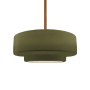 Justice Design Group Radiance 15" Wide LED Pendant with a Ceramic Matte Green Shade Polished Brass
