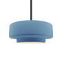 Justice Design Group Radiance 15" Wide Pendant with a Ceramic Sky Blue Shade Matte Black