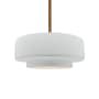 Justice Design Group Radiance 15" Wide LED Pendant with a Ceramic Gloss White Shade Polished Brass