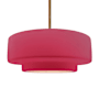 Justice Design Group Radiance 17" Wide Pendant with Cerise Shade Brushed Brass / Cerise