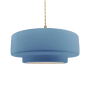 Justice Design Group Radiance 16" Wide LED Pendant with a Ceramic Sky Blue Shade Polished Brass