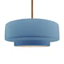 Justice Design Group Radiance 17" Wide LED Pendant with Sky Blue Shade Brushed Brass / Sky Blue