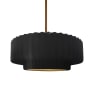 Justice Design Group Radiance 15" Wide LED Pendant with a Ceramic Carbon Matte Black and Champagne Gold Shade Polished Brass