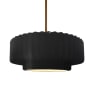 Justice Design Group Radiance 15" Wide LED Pendant with a Ceramic Carbon Matte Black Shade Polished Brass