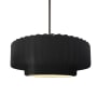 Justice Design Group Radiance 15" Wide LED Pendant with a Ceramic Carbon Matte Black Shade Brushed Nickel