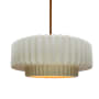 Justice Design Group Radiance 15" Wide LED Pendant with a Ceramic Matte White and Champagne Gold Shade Polished Brass