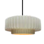 Justice Design Group Radiance 15" Wide LED Pendant with a Ceramic Matte White and Champagne Gold Shade Matte Black