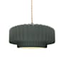 Justice Design Group Radiance 15" Wide Pendant with a Ceramic Pewter Green Shade Polished Brass