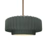 Justice Design Group Radiance 15" Wide LED Pendant with a Ceramic Pewter Green Shade Polished Brass