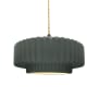 Justice Design Group Radiance 15" Wide Pendant with a Ceramic Pewter Green Shade Matte Black